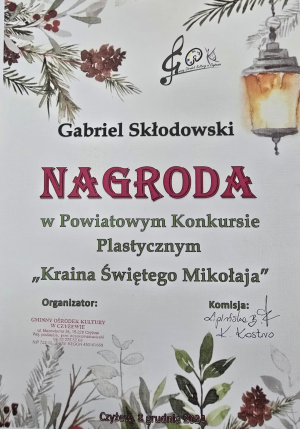 Nagroda w powiatowym konkursie plastycznym Zdjęcie do artykułu Nagroda w powiatowym konkursie plastycznym