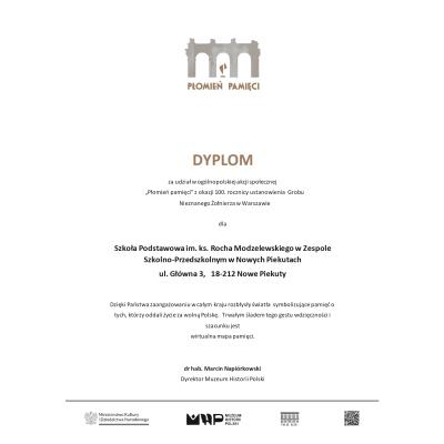 Płomień pamięci - dyplom