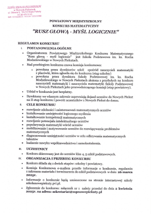 Powiatowy Międzyszkolny Konkurs Matematyczny Zdjęcie do artykułu Powiatowy Międzyszkolny Konkurs Matematyczny